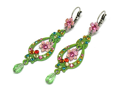 Spring theme austrian crystal deco flower earring