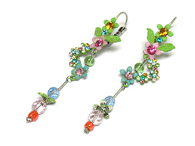 Spring theme austrian crystal deco flower drop earring