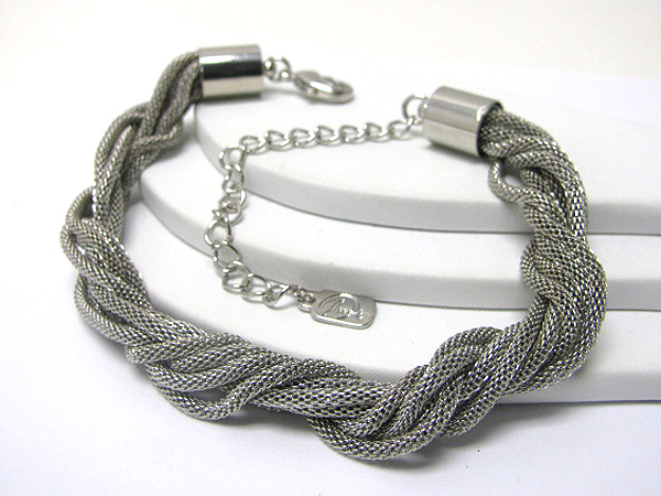 Braided metal tube chain bracelet