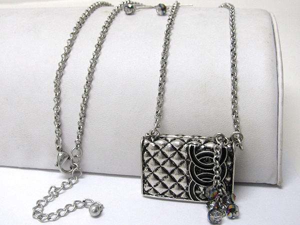 Burnish metal handbag pendant necklace