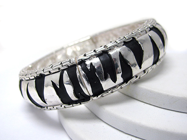 Zebra pattern metal stretch bracelet