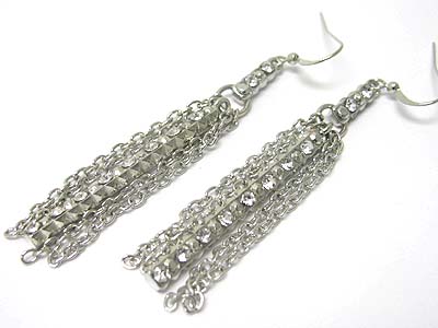 Crystal line and multi chain drop earring