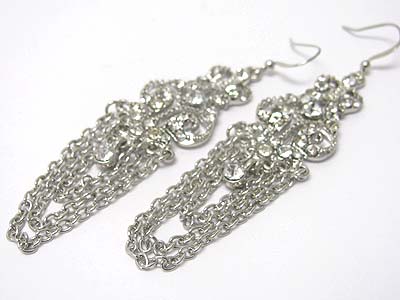 Crystal line and multi chain hanging drop earring