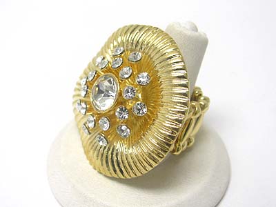 Crystal deco rouns metal flower stretch ring