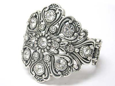 Crystal stud flower top metal hinge bangle