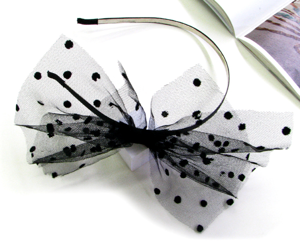 Polkadot mesh ribbon headband