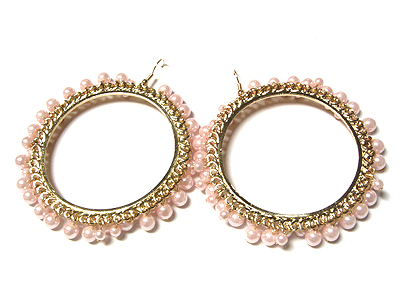 Pearl hoop earring - hoops