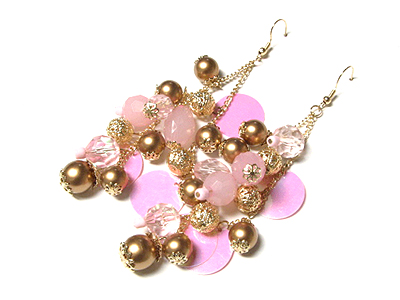 Bead & disk drop earring