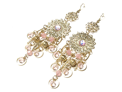 Glass bead drop chandelier earring