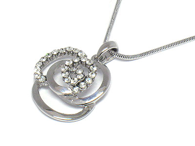 Made in korea whitegold plating crystal rose necklace