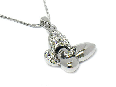 Made in korea whitegold plating crystal butterfly necklace