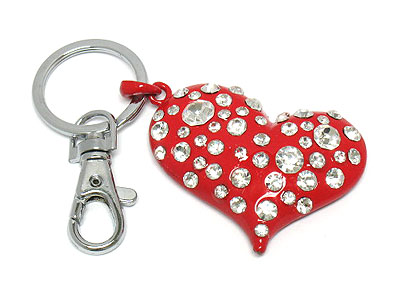 Crystal red heart charm chain