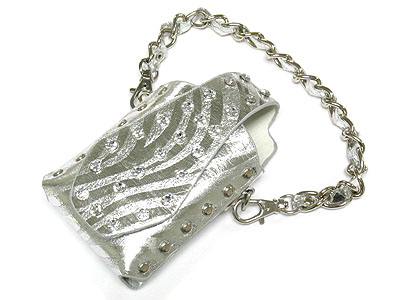 Crystal cell phone case with attachable chain