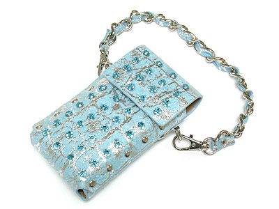 Crystal cell phone case with attachable chain