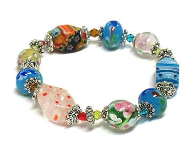 Multi color and shape candy bead stretch bracelet