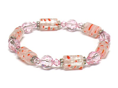 Multi charm spring color candy bead stretch bracelet