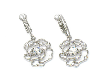 Made in korea whitegold plating crystal rose earring