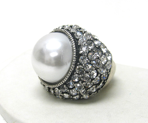 Facet glass and crystal deco puffy stretch ring