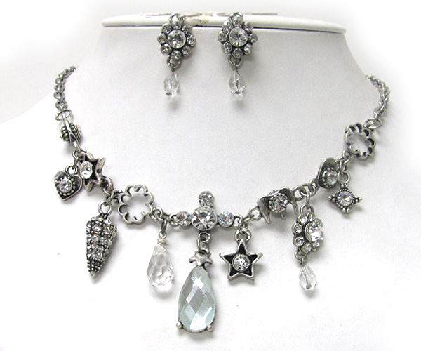 Luxury austrian crystal vintage necklace earrign set