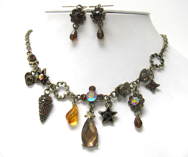 Luxury austrian crystal vintage necklace earrign set