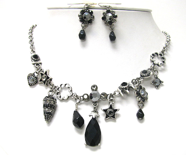 Luxury austrian crystal vintage necklace earrign set