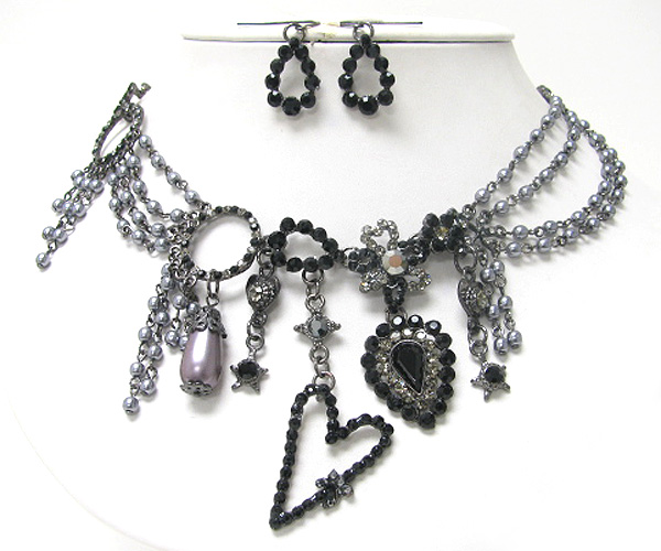 Luxury austrian crystal vintage necklace earrign set