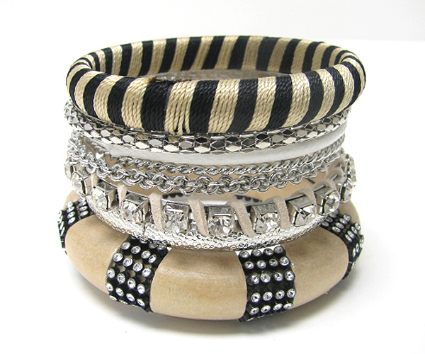 Multi row mishmash spring bangle set