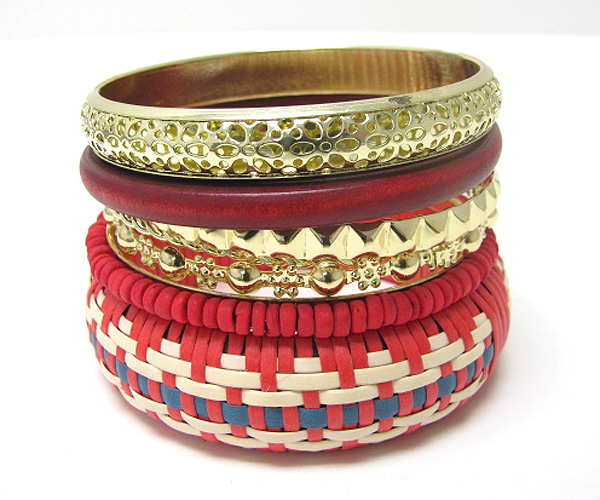 Multi row mishmash spring bangle set