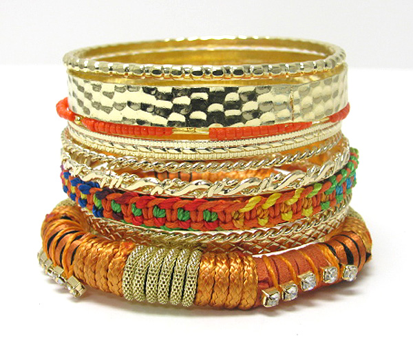 Multi row mishmash spring bangle set