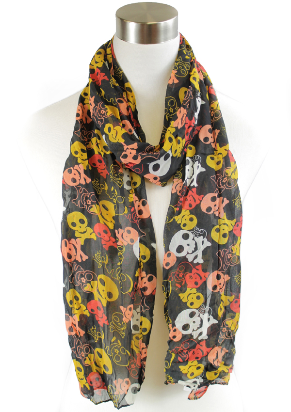 Jazzy block skull prink scarf - 100% polyester