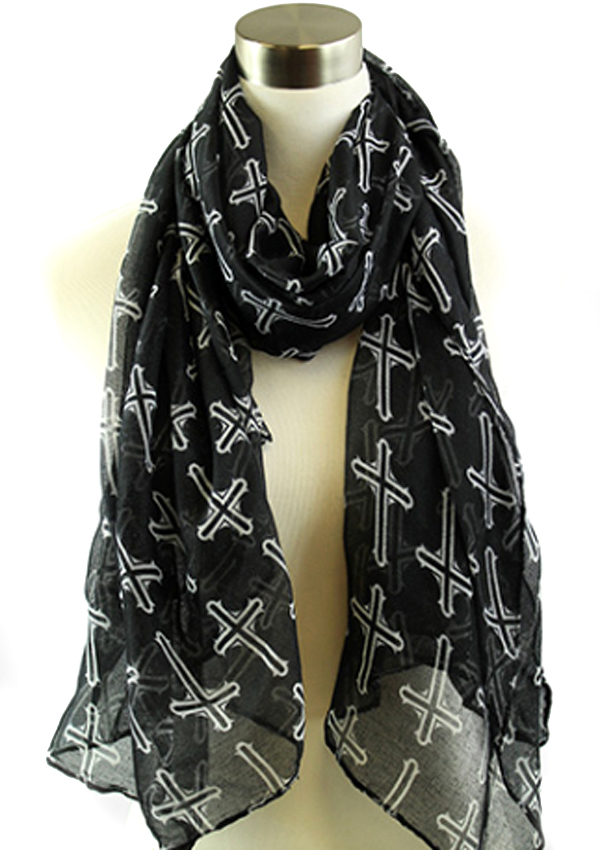 Mid century cross print scarf - 100% polyester