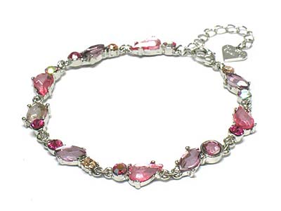 Austrian crystal flower link bracelet