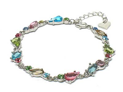 Austrian crystal flower link bracelet