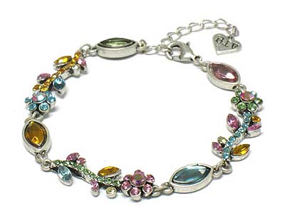 Austrian crystal flower link bracelet