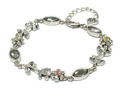 Austrian crystal flower link bracelet