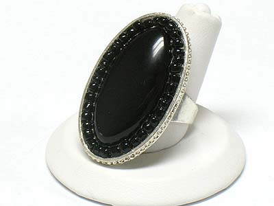 Natural stone oval fashion ring -adjustable size