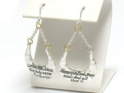 Metal casting bible message earring 