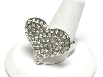 Crystal heart fashion ring - adjustable size