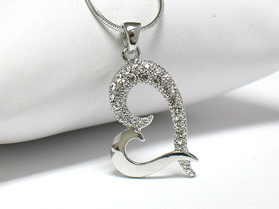 Made in korea whitegold plating crystal  heart necklace -valentine