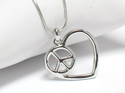 Made in korea whitegold plating heart and peace necklace