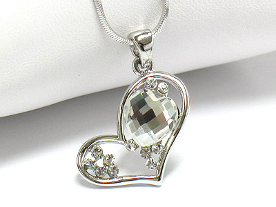 Made in korea whitegold plating crystal bubble heart necklace -valentine