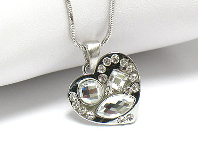 Made in korea whitegold plating crystal bubble heart necklace -valentine