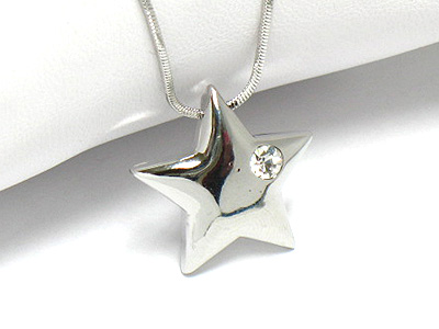 Made in korea whitegold plating crystal stud star necklace