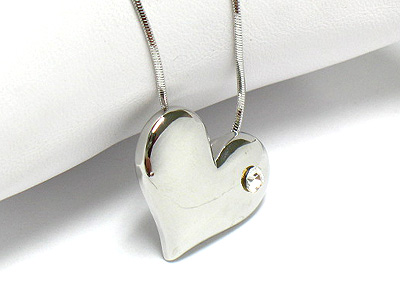 Made in korea whitegold plating crystal stud heart necklace