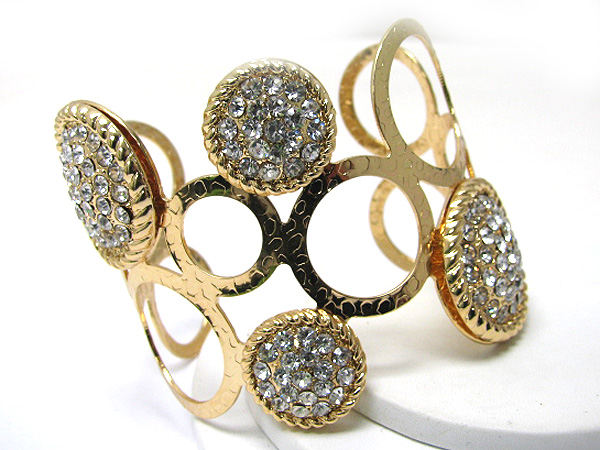 Crystal deco metal wire cuff bangle 