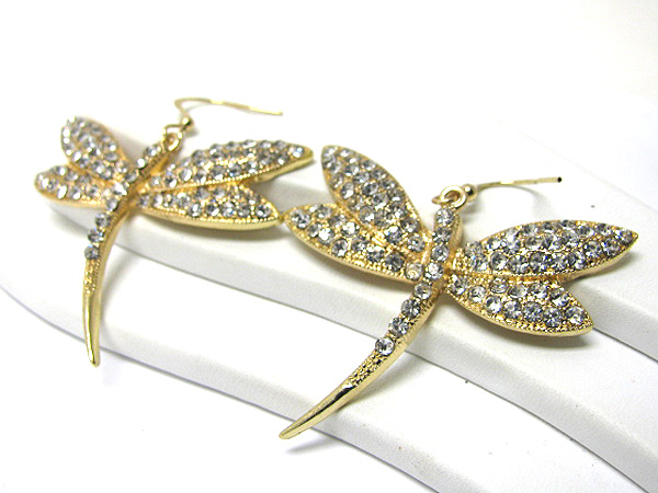 Crystal stud dragonfly earring