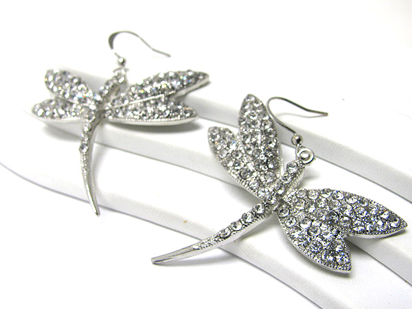 Crystal stud dragonfly earring