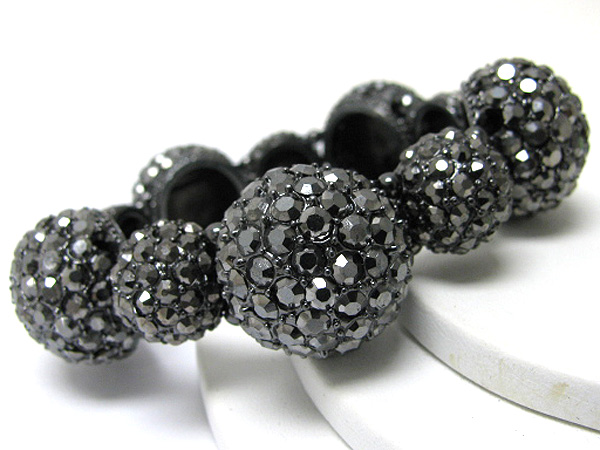 Crystal filled metal dome link stretch bracelet