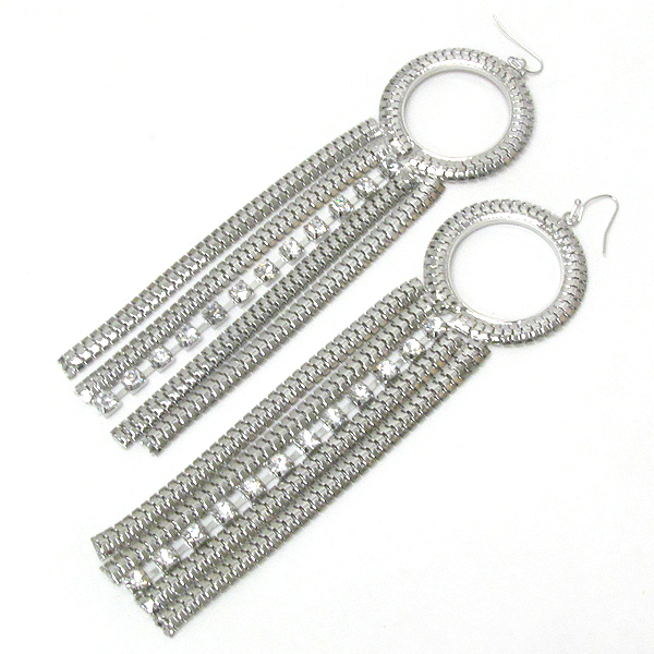 Crystal and multi snake chain hoop and long drop earring