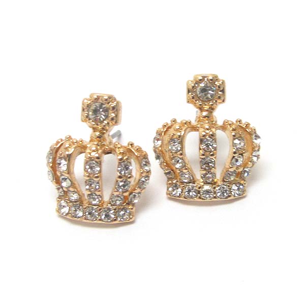 Premier electro plating crystal crown earring